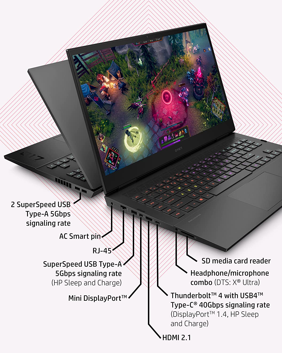 لپ تاپ گیمینگ اچ پی اومن HP Omen 17 پردازنده Core i7 نسل یازدهم گرافیک انویدا RTX